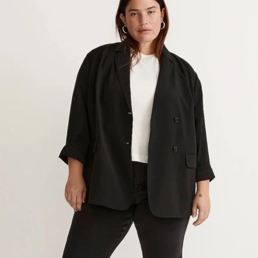 Madewell The Plus Relaxed Blazer in Softdrape black 3X